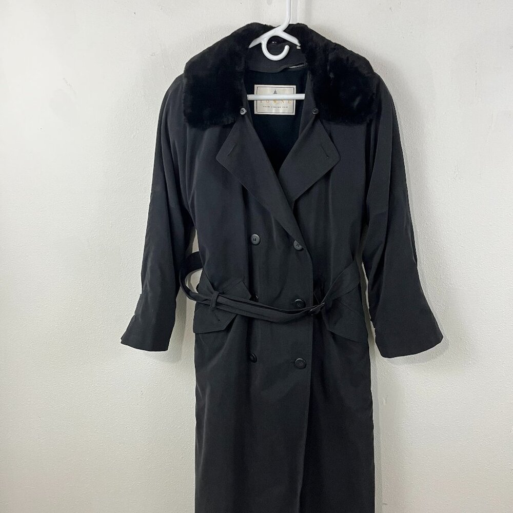 Fur Collar London Fog Lined Trench Coat